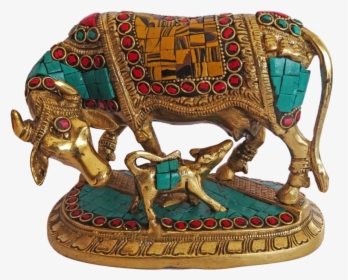 Beautiful Kamdhenu Brass Calf And Multi Colour Stone - Indian Elephant, HD Png Download, Free Download