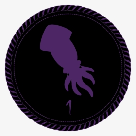 A Black Camp Merit Badge With A Purple Squid And A - Circle, HD Png Download, Free Download