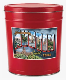 Large Popcorn Tin - Austin Texas Vintage Postcard, HD Png Download, Free Download