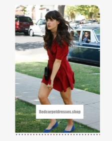 Jess Zooey Deschanel Red Dress New Girl" 			 Id="image - Outfits Jess New Girl, HD Png Download, Free Download