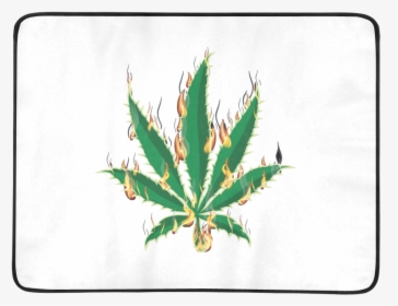 Flaming Marijuana Leaf Beach Mat 78"x 60" - Green Marijuana Art, HD Png Download, Free Download