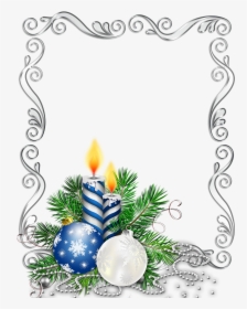 Silver Christmas Candles Png - Free Border Christmas Candle, Transparent Png, Free Download