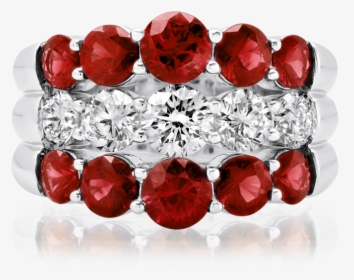 Round Ruby And Diamond Wide Band Ring - Ruby, HD Png Download, Free Download