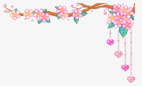 #cute #kawaii #pixels #adorable #8bit #sakura #cherryblossoms - Transparent Background Aesthetic Png, Png Download, Free Download