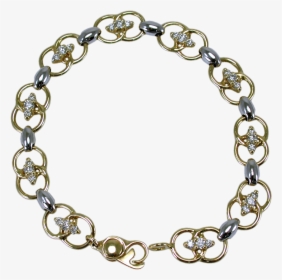 14k Gold Lady"s Two-tone Fancy Link Bracelet - Chain, HD Png Download, Free Download