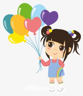 Girl With Balloons Clipart, HD Png Download, Free Download
