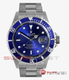 Rolex Submariner Stainless Steel Custom Blue Dial & - Rolex Submariner Date 16610 Stainless Steel, HD Png Download, Free Download