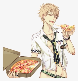 Noiz From Dmmd Fanart Eating Pizza Half Naked Hot Pizza - Dramatical Murders Noiz Hot, HD Png Download, Free Download