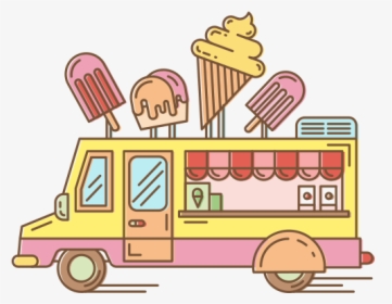 Icecream Van Vector And Transparent Png - Summer Cartoon Ice Cream Van, Png Download, Free Download
