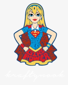 Dc Superhero Girls Supergirl Word Art Half Body - Super Girl Cartoon Characters, HD Png Download, Free Download