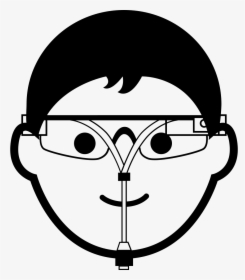 Young Man With Eyeglasses And Google Glass - Google Glass, HD Png Download, Free Download