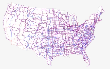 2000px-map Of Current Us Routes - United States Road Network, HD Png Download, Free Download
