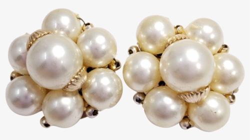 Faux Pearl Cluster And Gold Tone Accent Clip On Earrings, - Pearl, HD Png Download, Free Download