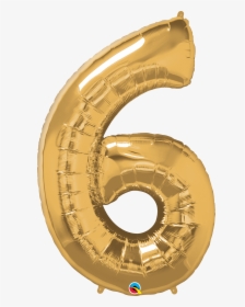 Silver Foil Six Balloon , Png Download - Foil Balloon Number Qualatex Gold, Transparent Png, Free Download