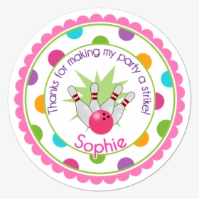 Bowling Wide Polka Dot Border Personalized Sticker - Circle, HD Png Download, Free Download