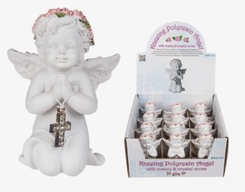 Kneeling Polyresin Angel With Pink Coloured Rosary - Gift, HD Png Download, Free Download