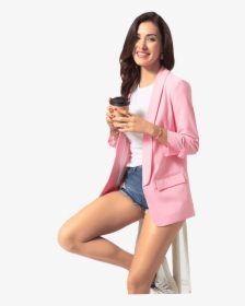 Women Slim Business Work Suit Pink Jacket Female Blazer - Blazer, HD Png Download, Free Download