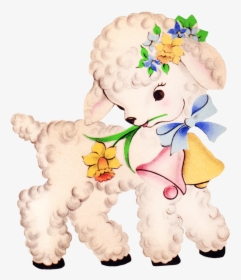 Little Jesus And Lamb Clipart - Vintage Baby Lamb Clipart, HD Png Download, Free Download
