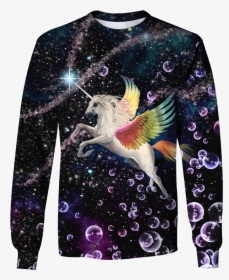 Unicorn Flying Into Galaxy Custom T-shirt - Hoodie, HD Png Download, Free Download