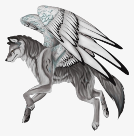 Drawn Wolf Winged Wolf - Wolf With Wings Png, Transparent Png, Free Download