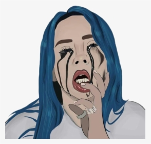 Gif Crying Sad Aesthetic Cartoon Drawings Png Gif Crying - Billie Eilish Drawing Cartoon, Transparent Png, Free Download