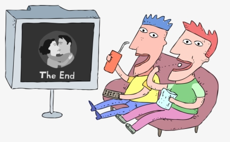 Vector Illustration Of Film Lovers Watch The Ending - Cartoon, HD Png Download, Free Download