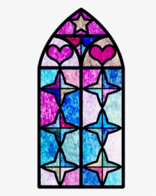 Window Mosaic Geometric Heart Star Watercolor - Stained Glass, HD Png Download, Free Download