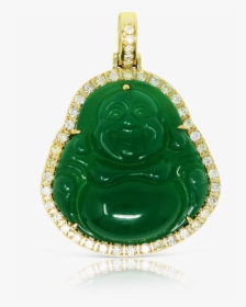 10k Yellow Gold Buddha Jade Pendant - Locket, HD Png Download, Free Download