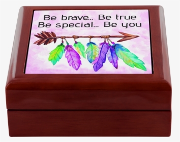 Be Brave Boho Feathers Arrow Wooden Jewelry Box In - Casket, HD Png Download, Free Download