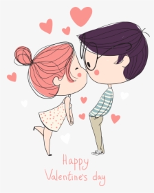 Kissing Cartoon Drawing, HD Png Download, Free Download