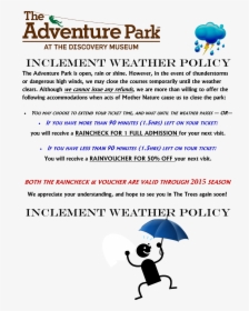 Weather Policy Main Image - Adventure Park, HD Png Download, Free Download