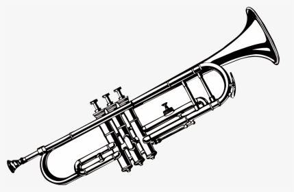 Musical Instrument Trumpet - Trumpet Black And White Clipart, HD Png Download, Free Download