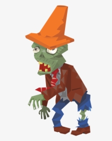 Road Cone Zombie, Plants Vs Zombies - Cartoon, HD Png Download, Free Download