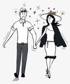 Couple Celebrates Honeymoon In Paris - Illustration, HD Png Download, Free Download