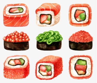 Sushi Japanese Cuisine Sashimi Illustration - Handpaint Sushi, HD Png Download, Free Download
