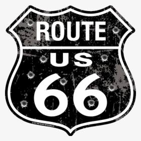 Route 66 Distressed Embossed Metal Shield Sign - Distressed Route Sign, HD Png Download, Free Download