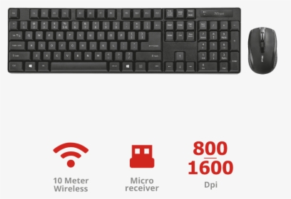 Ximo Wireless Keyboard With Mouse - Trust Ximo Wireless Keyboard & Mouse, HD Png Download, Free Download