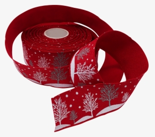 Red Wired Ribbon Snowflake And Tree Design, 40mm - Motif, HD Png Download, Free Download