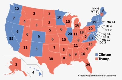 Projected Electoral College Map For The 2016 United - 2016 Election Map, HD Png Download, Free Download
