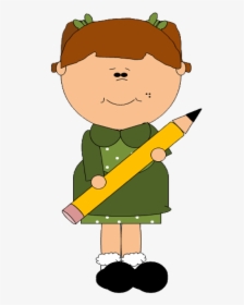 Girl Holding A Pencil Clipart, HD Png Download, Free Download