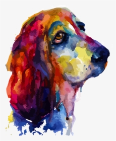 Watercolor Dog Printed Transfers - Colorful Watercolor Dog Portraits, HD Png Download, Free Download