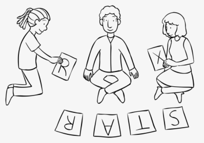 Three People Playing Four-letter Word - Line Art, HD Png Download, Free Download