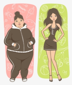 Weight Loss - Slim And Fat Girl, HD Png Download, Free Download