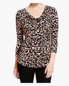 Animal Print Cowl Neck Top - Blouse, HD Png Download, Free Download