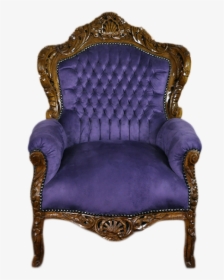 Big Baroque Armchair Brown Frame, Purple Velvet - Club Chair, HD Png Download, Free Download