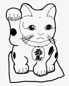 Cat Clipart And Coloring Vector Clipart - Chinese Lucky Cat Coloring Sheet, HD Png Download, Free Download