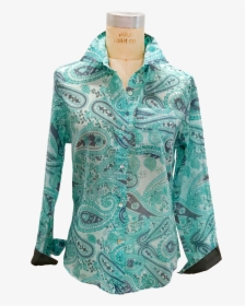 Lela Top In Turquoise Paisley Print Cotton - Blouse, HD Png Download, Free Download