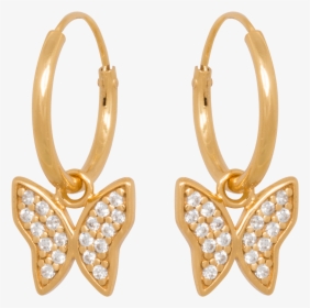 Butterfly Earrings Gold Hoops Eline Rosina - Schmetterling Ohrringe Gold, HD Png Download, Free Download