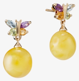 Our Selection Earrings In Milky Amber And Gold With - Earrings, HD Png Download, Free Download