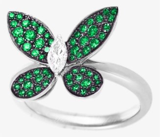 Buy Online Graff Butterfly White Gold Emerald Diamond - Graff Ring Jewellery, HD Png Download, Free Download
